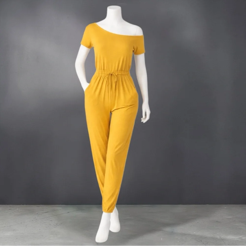 Capella Mustard Two-Way Shoulder Drawstring Jumpsuit